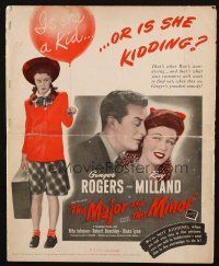 1c729 MAJOR & THE MINOR pressbook '42 Ginger Rogers poses as a young teen confusing Ray Milland!