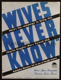 1c943 WIVES NEVER KNOW pressbook '36 Charlie Ruggles, Mary Boland, Adolphe Menjou, Osborne