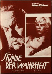 1c331 IMMORTAL STORY German program '69 Orson Welles, Jeanne Moreau, different images!