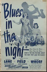 1c493 BLUES IN THE NIGHT pressbook '41 Priscilla Lane, Betty Field, Richard Whorf playing trumpet!