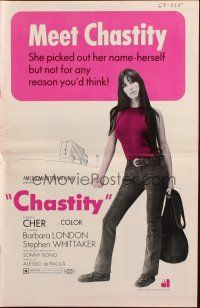 1c517 CHASTITY pressbook '69 AIP, written & produced by Sunny Bono, hitchhiking Cher!
