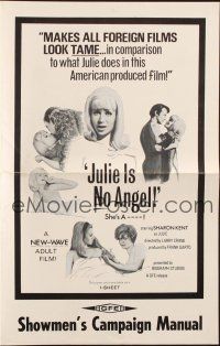 1c674 JULIE IS NO ANGEL pressbook '67 sexy Sharon Kent makes foreign films look tame!