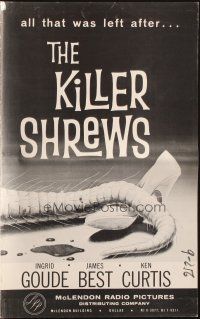 1c678 KILLER SHREWS/GIANT GILA MONSTER pressbook '59 great monster artwork, sci-fi double-bill!