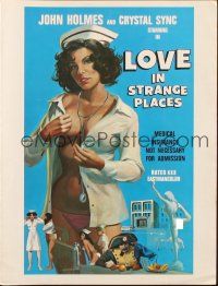 1c714 LOVE IN STRANGE PLACES pressbook '76 John Holmes & Crystal Sync, Roberta Findlay, sexy art!