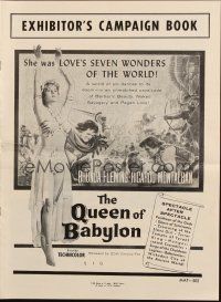 1c812 QUEEN OF BABYLON pressbook '56 art of sexy Rhonda Fleming, love's seven wonders of the world!