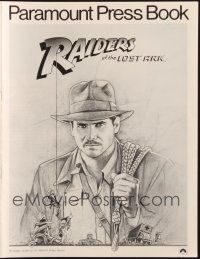 1c814 RAIDERS OF THE LOST ARK pressbook '81 great art of adventurer Harrison Ford by Richard Amsel!
