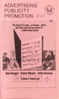 1c898 THREE INTO TWO WON'T GO pressbook '69 Rod Steiger, sexy Claire Bloom and her little black book
