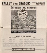 1c913 VALLEY OF THE DRAGONS pressbook '61 Jules Verne, space travelers in a world time forgot!