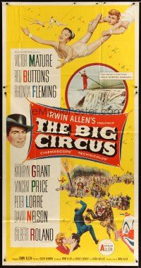 1d512 BIG CIRCUS 3sh '59 cool art of trapeze artist David Nelson holding Kathryn Grant!