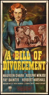 1d515 BILL OF DIVORCEMENT 3sh '40 Maureen O'Hara, Adolphe Menjou, Fay Bainter, Herbert Marshall