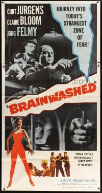 1d529 BRAINWASHED 3sh '61 Curt Jurgens, Claire Bloom, today's strangest zone of fear!