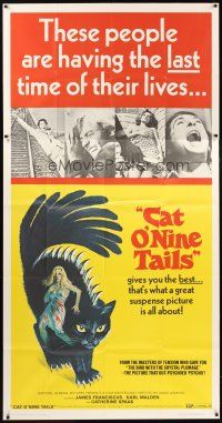 1d546 CAT O' NINE TAILS 3sh '71 Dario Argento's Il Gatto a Nove Code, wild horror art of cat!