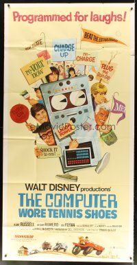 1d557 COMPUTER WORE TENNIS SHOES 3sh '69 Walt Disney, art of young Kurt Russell & wacky machine!
