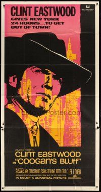 1d559 COOGAN'S BLUFF 3sh '68 art of Clint Eastwood in New York City, directed by Don Siegel!