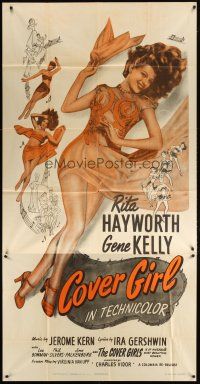 1d562 COVER GIRL 3sh R49 sexiest full-length Rita Hayworth laying down with flowing red hair!