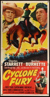 1d569 CYCLONE FURY 3sh '51 Charles Starrett as the Durango Kid, Smiley Burnette & Clayton Moore!