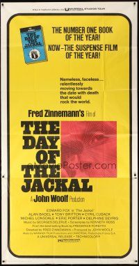 1d575 DAY OF THE JACKAL 3sh '73 Fred Zinnemann assassination classic, master killer Edward Fox!