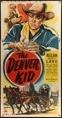 1d580 DENVER KID 3sh '48 cool artwork of cowboy Allan Rocky Lane with gun, western!