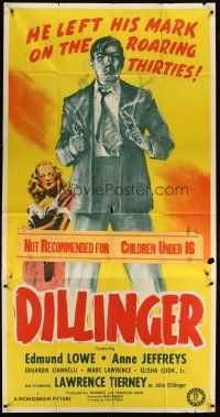 1d582 DILLINGER 3sh '45 Lawrence Tierney's story is written in bullets, blood, and blondes!