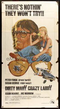 1d584 DIRTY MARY CRAZY LARRY 3sh '74 art of Peter Fonda & sexy Susan George sucking on popsicle!