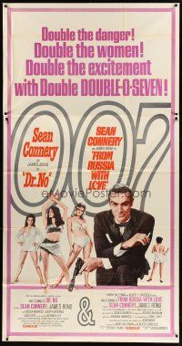 1d590 DR. NO/FROM RUSSIA WITH LOVE 3sh '65 Sean Connery is James Bond, double danger & excitement!