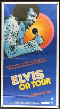 1d599 ELVIS ON TOUR 3sh '72 classic full-length image of Elvis Presley singing into microphone!
