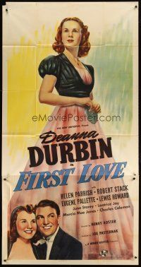 1d608 FIRST LOVE 3sh '39 wonderful full-length image of pretty Deanna Durbin!