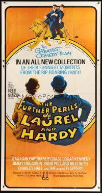 1d620 FURTHER PERILS OF LAUREL & HARDY 3sh '67 great image of Stan & Ollie riding lion!