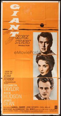 1d630 GIANT 3sh R63 James Dean, Elizabeth Taylor, Rock Hudson, directed by George Stevens!