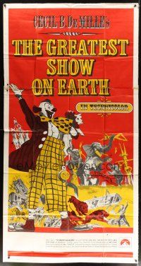 1d644 GREATEST SHOW ON EARTH int'l 3sh R70s Cecil B. DeMille circus classic, clown James Stewart!