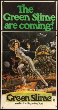 1d645 GREEN SLIME 3sh '69 classic cheesy sci-fi movie, wonderful art of sexy astronaut & monster!