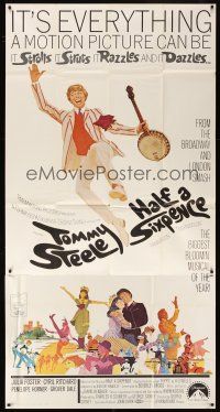 1d650 HALF A SIXPENCE 3sh '68 McGinnis art of Tommy Steele with banjo, from H.G. Wells novel!