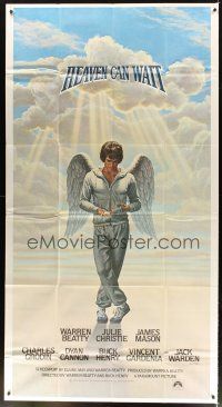 1d662 HEAVEN CAN WAIT int'l 3sh '78 art of angel Warren Beatty wearing sweats by Lettick, football!