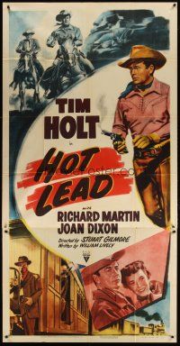 1d679 HOT LEAD style A 3sh '51 cool art of train robbers, Tim Holt with smoking gun!