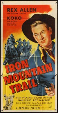 1d697 IRON MOUNTAIN TRAIL revised 3sh '53 great close up art of cowboy Rex Allen with smoking gun!