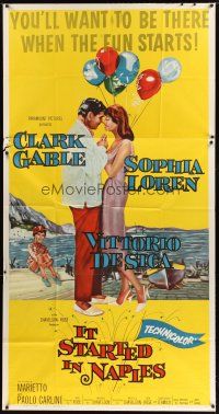 1d700 IT STARTED IN NAPLES 3sh '60 romantic art of Clark Gable with sexy Sophia Loren!