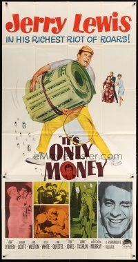 1d701 IT'S ONLY MONEY 3sh '62 wacky private eye Jerry Lewis carrying enormous wad of cash!