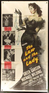 1d724 LAW & THE LADY 3sh '51 great full-length sexiest artwork of Greer Garson in all black gown!
