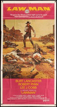 1d725 LAWMAN 3sh '71 great art of cowboy Burt Lancaster, directed by Michael Winner!