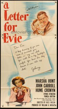 1d732 LETTER FOR EVIE 3sh '45 Marsha Hunt, John Carroll, cool handwritten letter poster design!