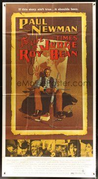 1d733 LIFE & TIMES OF JUDGE ROY BEAN 3sh '72 John Huston, art of Paul Newman by Richard Amsel!