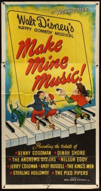 1d755 MAKE MINE MUSIC 3sh '46 Walt Disney full-length feature cartoon, different piano art!