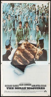 1d780 MOLLY MAGUIRES int'l 3sh '70 cool image of coal miner fist punching through poster!