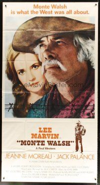 1d783 MONTE WALSH int'l 3sh '70 super close up of cowboy Lee Marvin & pretty Jeanne Moreau!
