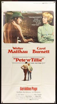 1d830 PETE 'N' TILLIE 3sh '73 naked Walter Matthau plays piano for Carol Burnett, Martin Ritt