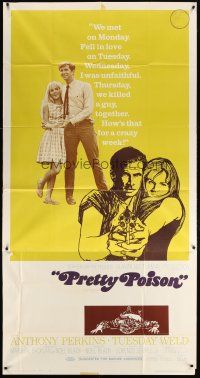 1d841 PRETTY POISON 3sh '68 cool artwork of psycho Anthony Perkins & crazy Tuesday Weld!