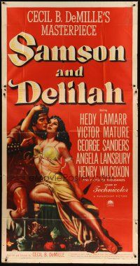 1d869 SAMSON & DELILAH 3sh '49 art of sexy Hedy Lamarr & Victor Mature, Cecil B. DeMille