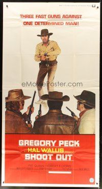 1d882 SHOOT OUT 3sh '71 great full-length image of gunfighter Gregory Peck vs. 3 fast guns!