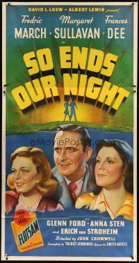 1d892 SO ENDS OUR NIGHT 3sh '41 Fredric March, Margaret Sullavan & Frances Dee flee from Nazis!