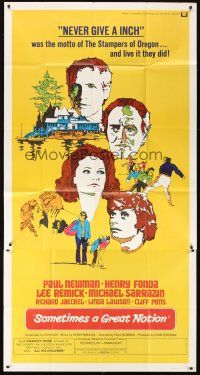 1d896 SOMETIMES A GREAT NOTION int'l 3sh '71 art of Paul Newman, Henry Fonda, Lee Remick & Sarrazin